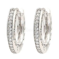 Brass Micro Pave Cubic Zirconia Hoop Earrings, Platinum, 18x3x19.5mm(EJEW-D078-12P)