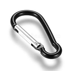 Aluminum Rock Climbing Carabiners, Key Clasps, with Iron Findings, Black, 48~48.5x22.5~23x6mm(IFIN-T003-B06)