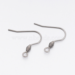 Tarnish Resistant 304 Stainless Steel Earring Hooks, Ear Wire, with Horizontal Loop, Stainless Steel Color, 20x21.5x3mm, Hole: 2mm, 20 Gauge, Pin: 0.8mm(STAS-E074-42)