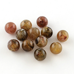 Round Imitation Gemstone Acrylic Beads, Sienna, 8mm, Hole: 2mm(X-OACR-R029-8mm-07)