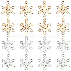 16Pcs 2 Colors 201 Stainless Steel Pendants, Snowflake, Golden & Stainless Steel Color, 17x13x1mm, Hole: 1.4mm, 8pcs/color(STAS-DC0007-66)