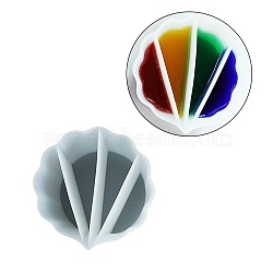 Reusable Split Cup for Paint Pouring, Silicone Cups for Resin Mixing, 4 Dividers, Flower, White, 8.5x8.7x5.5cm, Inner Diameter: 6.5x1.9cm, 7.5x2.6cm(DIY-E056-01C)