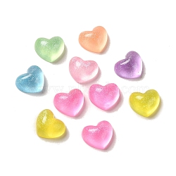 Transparent Resin Decoden Cabochons with Glitter Powder, Mixed Color, Heart, 10.5x12.5x6mm(X-RESI-E053-08C)