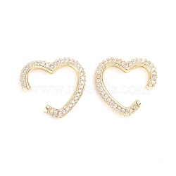 Brass Micro Pave Clear Cubic Zirconia Cuff Earrings, Long-Lasting Plated, Heart, Golden, 18.5x21x3.8mm(EJEW-G274-05G)