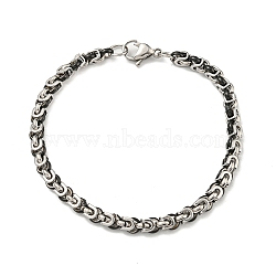 Two Tone 304 Stainless Steel Byzantine Chain Bracelet, Black, 8-7/8 inch(22.6cm), Wide: 5.5mm(BJEW-B078-48BP)