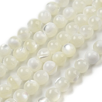 Natural Trochid Shell/Trochus Shell Beads Strands, Bleach, Round, White, 3~3.5mm, Hole: 0.6~0.8mm, about 119pcs/strand, 15''(38.1cm)