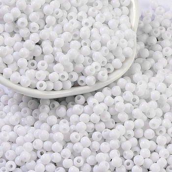 Opaque Acrylic Beads, Round, White, 4x3.5mm, Hole: 1.6mm, about 18000pcs/500g