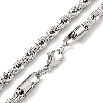 Non-Tarnish 201 Stainless Steel Rope Chain Necklaces for Women and Men, Stainless Steel Color, 24.09 inch(61.2cm)