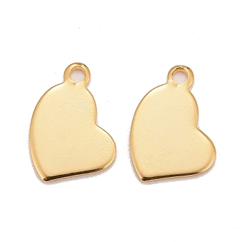201 Stainless Steel Charms, Heart, Real 24k Gold Plated, 15x11x0.8mm, Hole: 1.6mm