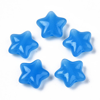 Luminous Acrylic Beads, Star, Steel Blue, 19x20x8mm, Hole: 2mm