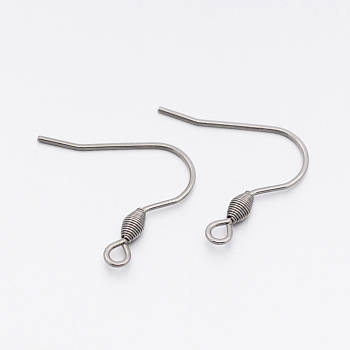 304 Stainless Steel Earring Hooks, Ear Wire, with Horizontal Loop, Stainless Steel Color, 20x21.5x3mm, Hole: 2mm, 20 Gauge, Pin: 0.8mm