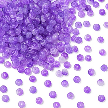 100G Baking Paint Imitation Jade Glass Beads, Rondelle, Blue Violet, 6.5x3.5mm, Hole: 1.4mm, 500pcs/100g
