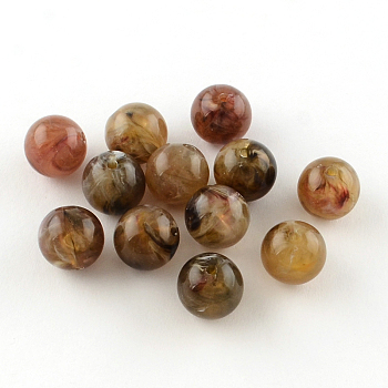 Round Imitation Gemstone Acrylic Beads, Sienna, 8mm, Hole: 2mm