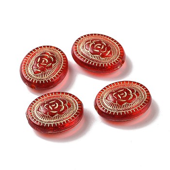 Transparent Acrylic Beads, Golden Metal Enlaced, Oval, Red, 22x18.5x7.8mm, Hole: 1.8mm, about 270pcs/500g