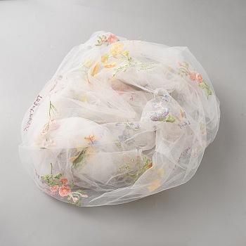 Polyester Fabrics, Clothing Accessories, Rectangle with Flower, White, 1300x0.8mm, 2 yards/pc