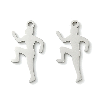 Non-Tarnish 201 Stainless Steel Pendants, Laser Cut, Boy Charm, Stainless Steel Color, 19.5x10x1mm, Hole: 1.4mm