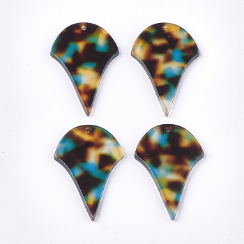 Cellulose Acetate(Resin) Pendants, Leopard Print, Ice cream, Colorful, 35x23x2.5mm, Hole: 1.4mm