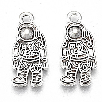 Tibetan Style Alloy Pendant Enamel Settings, Lead Free & Cadmium Free, Spaceman, Antique Silver, 23x10.5x2mm, Hole: 1.8mm, about 251pcs/299g