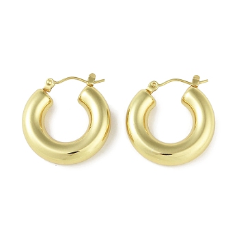 Ion Plating(IP) 304 Stainless Steel Hoop Earrings for Women, Toroidal, Real 18K Gold Plated, 24x6mm