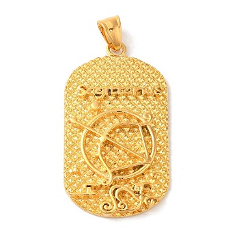 316L Surgical Stainless Steel Big Pendants, Real 18K Gold Plated, Oval with Constellations Charm, Sagittarius, 53x29x4mm, Hole: 8x5mm