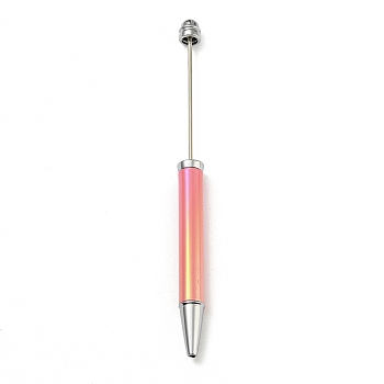 UV Plated Plastic Ball-Point Pen, Beadable Pen, for DIY Personalized Pen with Jewelry Beads, Dark Salmon, 152x11mm