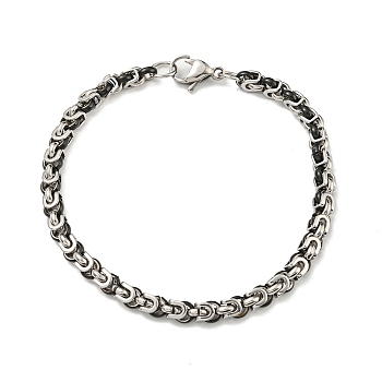 Two Tone 304 Stainless Steel Byzantine Chain Bracelet, Black, 8-7/8 inch(22.6cm), Wide: 5.5mm