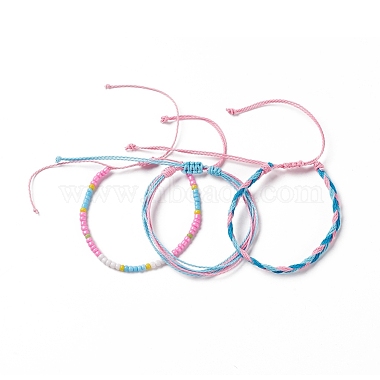 3Pcs 3 Style Plastic Braided Bead Bracelets Set(BJEW-B065-08B)-3