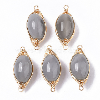 Light Gold Silver Oval Natural Agate Links