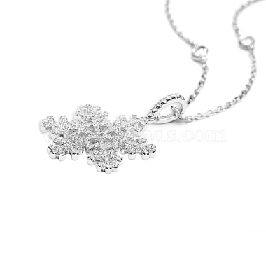 TINYSAND Christmas 925 Sterling Silver Cubic Zirconia Snowflake Pendant Necklace(TS-N007-S-19)-2