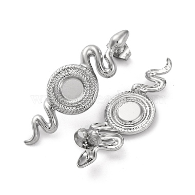 304 Stainless Steel Snake Stud Earrings(EJEW-K295-14P)-2