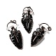 Natural Obsidian & Quartz Crystal Big Pendants(G-G019-14R-01)-1