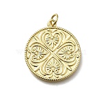 Brass Pendants, Flat Round, Cadmium Free & Lead Free, Rack Plating, Long-Lasting Plated, Real 18K Gold Plated, with Jump Ring, Heart, 25x22x2mm, Hole: 3.5mm(KK-C090-41G-02)