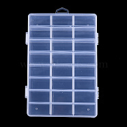 Plastic Bead Storage Containers, 24 Compartments, Rectangle, Clear, 19.5x13.8x3.5cm, Hole: 7x18mm, Compartment: 22x40mm(CON-T003-03)