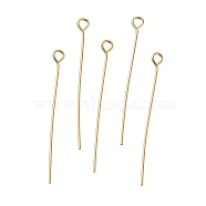 Brass Eye Pins, Lead Free & Cadmium Free, Real 24K Gold Plated, 35x3x0.7mm, Hole: 1.8mm(KK-H502-02F-G)