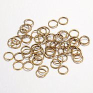 Iron Open Jump Rings, Nickel Free, Antique Bronze, 6x0.7mm, 21 Gauge, Inner Diameter: 4.6mm, about 18000pcs/1000g(IFIN-A018-6mm-AB-NF)