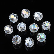 Electroplate Transparent Acrylic Beads, AB Color, Faceted, Round, Clear, 7.5x8mm, Hole: 1.6mm, about 2480pcs/500g(PACR-S222-01)