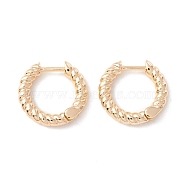 Brass Twist Rope Hoop Earrings for Women, Cadmium Free & Lead Free, Real 14K Gold Plated, 16x17x3mm, Pin: 1mm(KK-A158-07A-G)