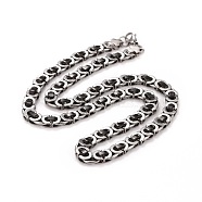304 Stainless Steel Byzantine Chains Necklace, Hip Hop Jewelry for Men Women, Electrophoresis Black & Stainless Steel Color, 23.54 inch(59.8cm)(STAS-E160-24EBP)