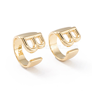 Brass Cuff Rings, Open Rings, Long-Lasting Plated, Real 18K Gold Plated, Letter.B, Size 6, 17mm(RJEW-L097-06B)