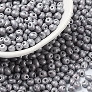 6/0 Glass Seed Beads, Opaque Colours Luster, Teardrop, Gray, 4~5x4~4.5x3~4mm, Hole: 0.8~0.9mm, about 5625pcs/pound(SEED-L011-08A-11)