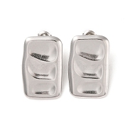 Rectangle 304 Stainless Steel Stud Earrings for Women, Stainless Steel Color, 30x19mm(EJEW-L272-020P)