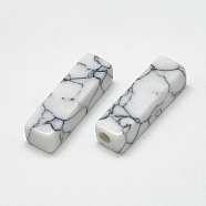 Synthetic Turquoise Beads, Half Drilled, Cuboid, WhiteSmoke, 14x4x4mm, Half Hole: 1mm(TURQ-S290-71A-01)