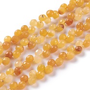 Natural Topaz Jade  Beads Strands, Top Drilled, Faceted, Teardrop, 4~5mm, Hole: 0.9mm, about 91pcs/strand, 16.54 inch(42cm)(G-H243-12)