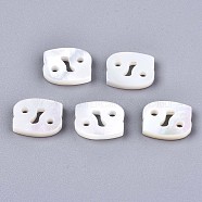 Natural White Shell Beads, Mother of Pearl Shell Beads, Top Drilled Beads, Constellation/Zodiac Sign, Cancer, 9.5x11.5x2.5mm, Hole: 0.8mm(SSHEL-ZX004-02D)