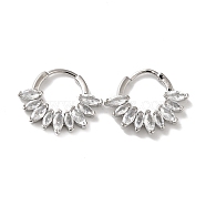 Cubic Zirconia Horse Eye Hoop Earrings, Rack Plating Brass Earrings for Women, Lead Free & Cadmium Free, Platinum, 17x20x3mm(EJEW-Z019-22P)