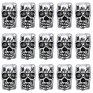 Alloy European Beads, Large Hole Beads, Skull, Antique Silver, 12x9x7.5mm, Hole: 4mm, 50pcs/box(FIND-SC0006-94)