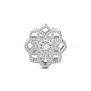 TINYSAND Rhodium Plated 925 Sterling Silver Lovely Glittering Daisy European Beads, with Cubic Zirconia, Platinum, Clear, 13.13x13.04x9.64mm, Hole: 4.57mm(TS-C-193)