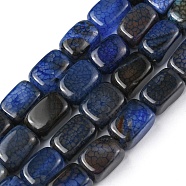 Natural Agate Beads Strands, Dyed & Heated, Rectangle, Medium Blue, 12~13x9~10x7~8mm, Hole: 1.5mm, about 28pcs/strand, 14.17 inch(36cm)(G-G998-A01-C)