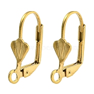 Ion Plating(IP) 304 Stainless Steel Leverback Earring Findings, Real 18K Gold Plated, 17x10.5x5.5mm, Hole: 1.8mm, Pin: 0.9mm(STAS-P360-02A-G)