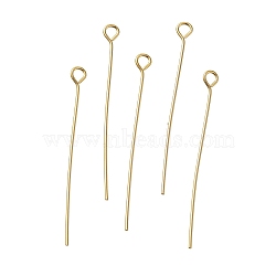 Brass Eye Pins, Lead Free & Cadmium Free, Real 24K Gold Plated, 35x3x0.7mm, Hole: 1.8mm(KK-H502-02F-G)